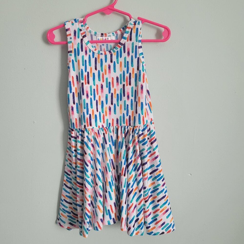 Dot Dot Smile Dress Girl's 2T Toddler Colored Lines Twirl Tank NWT